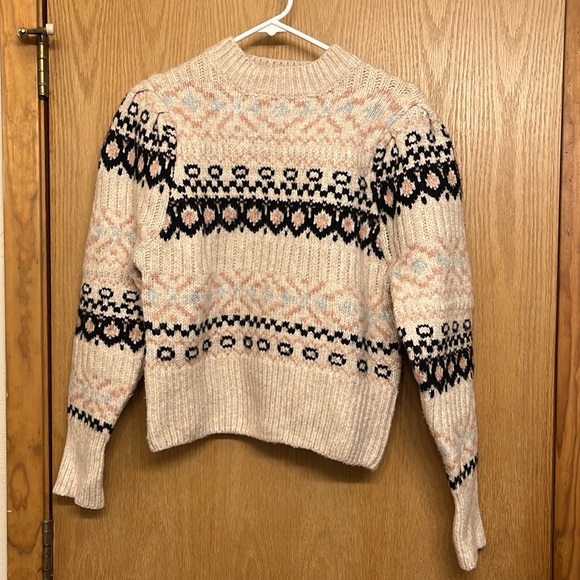 NWOT ASTR THE LABEL Maria Knit Sweater - Medium, Ivory/black/pink Fair Isle - Picture 5 of 10